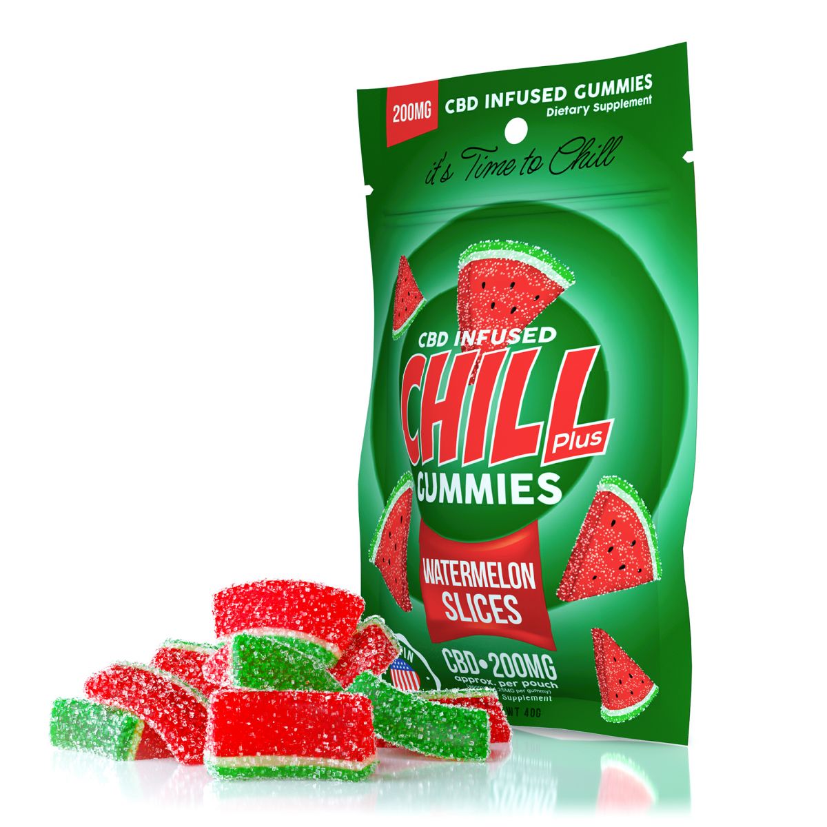 Chill Plus Gummies - برش های هندوانه تزریق شده با CBD